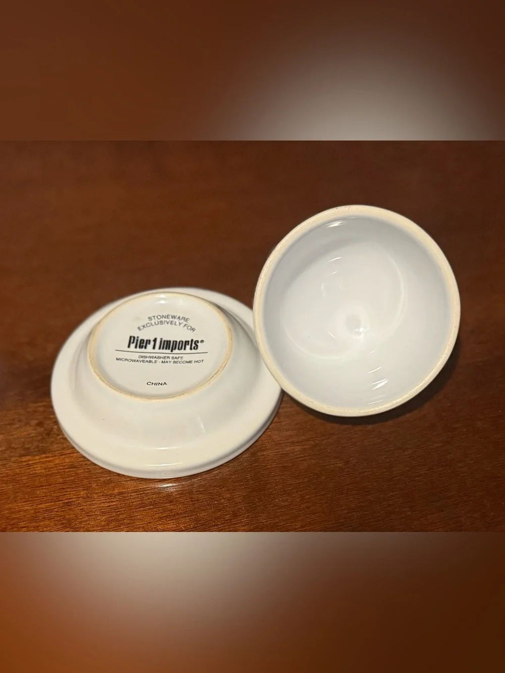 Pier 1 White Ceramic Butter Dome with Knob